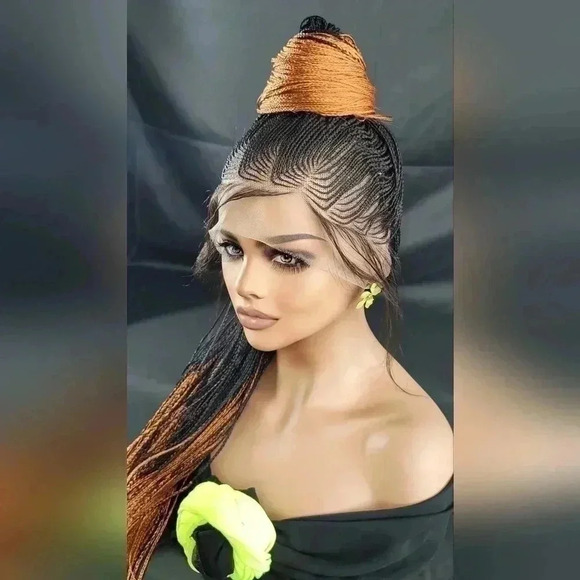 Braided Wig: 100% handmade long ombre  350/ black wig Human-Synthetic NWT - Picture 14 of 17